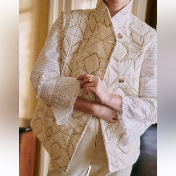 Sezane Jackets & Blazers - RARE Sezane CARLO JACKET Vest Elegant Ecru Geometric Jacket